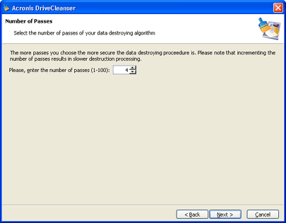 The number of passes of custom algorithm will make on the hard disk