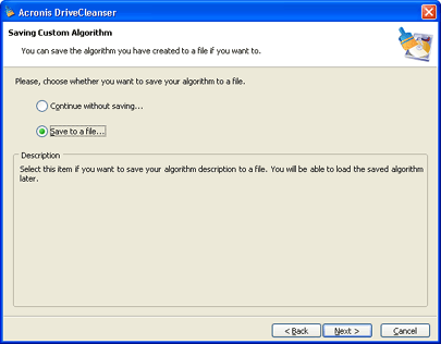 Saving custom algorithms
